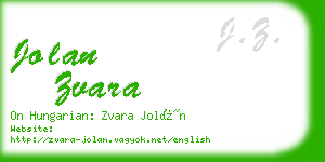jolan zvara business card